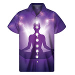 Power Of Seven Chakras Print Men's Short Sleeve Shirt