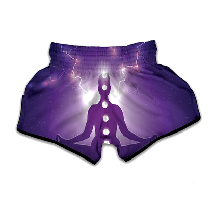 Power Of Seven Chakras Print Muay Thai Boxing Shorts