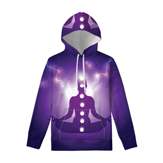 Power Of Seven Chakras Print Pullover Hoodie