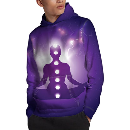 Power Of Seven Chakras Print Pullover Hoodie