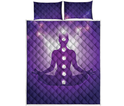Power Of Seven Chakras Print Quilt Bed Set