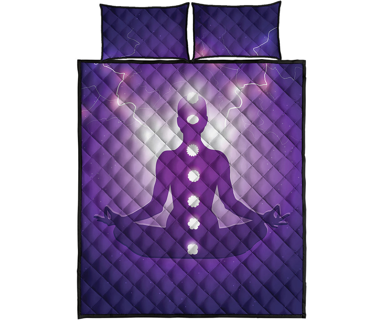 Power Of Seven Chakras Print Quilt Bed Set