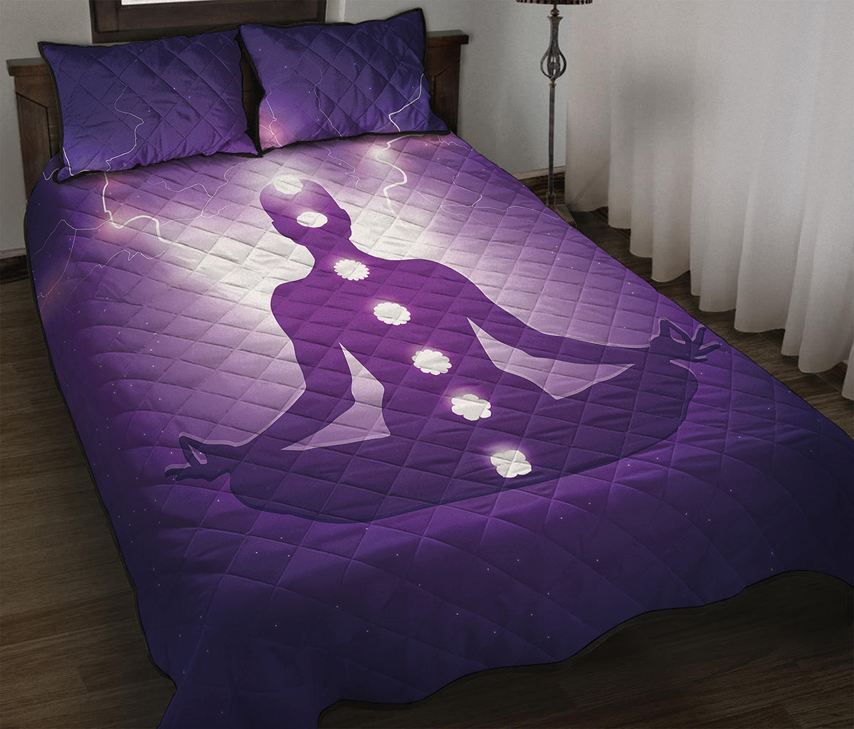 Power Of Seven Chakras Print Quilt Bed Set