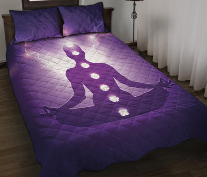 Power Of Seven Chakras Print Quilt Bed Set