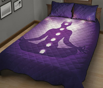 Power Of Seven Chakras Print Quilt Bed Set