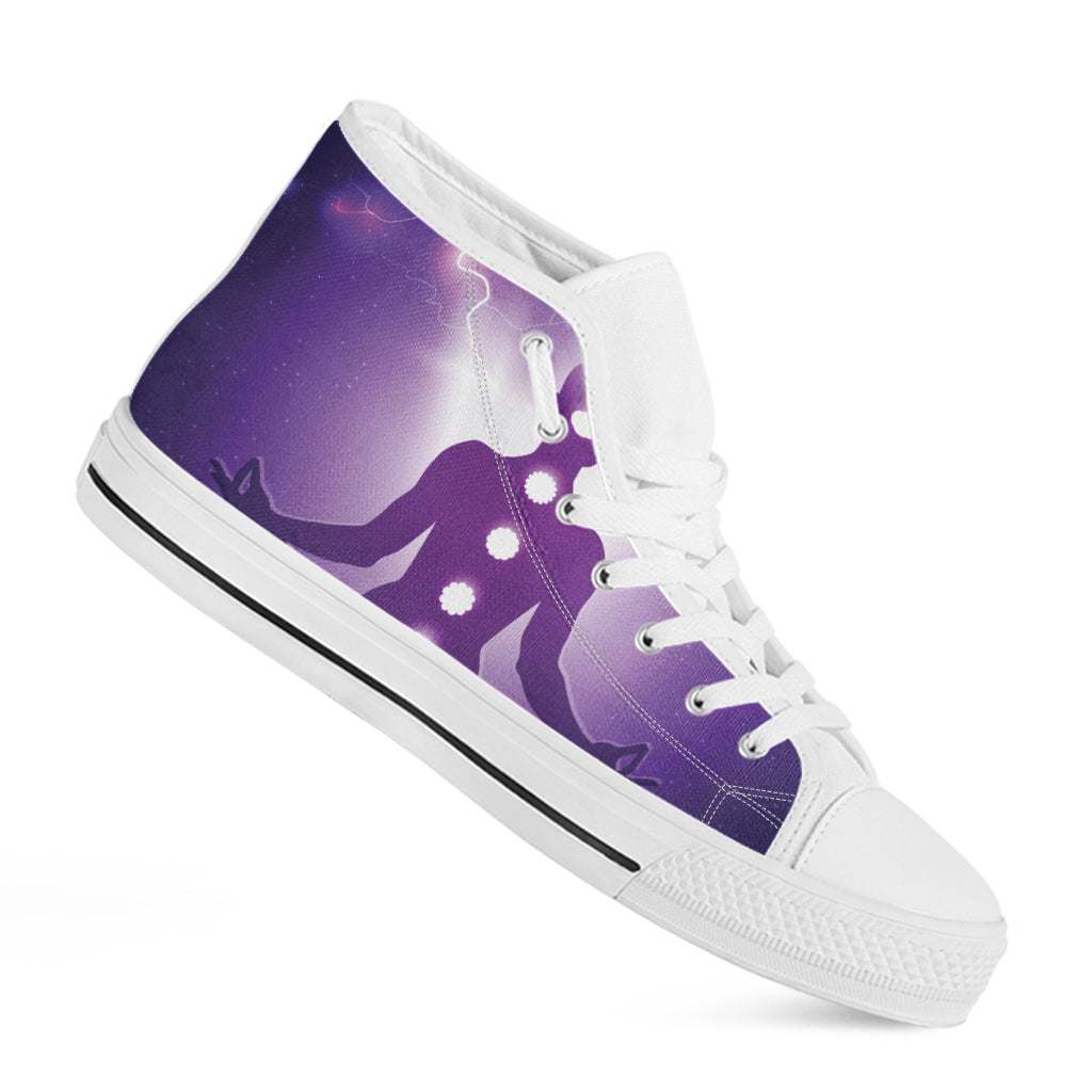 Power Of Seven Chakras Print White High Top Shoes