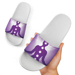 Power Of Seven Chakras Print White Slide Sandals