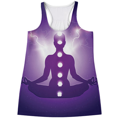 Power Of Seven Chakras Print Women's Racerback Tank Top