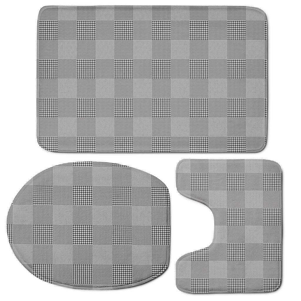 Prince of Wales Check Pattern Print 3 Piece Bath Mat Set