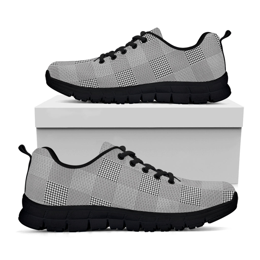 Prince of Wales Check Pattern Print Black Sneakers