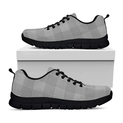 Prince of Wales Check Pattern Print Black Sneakers