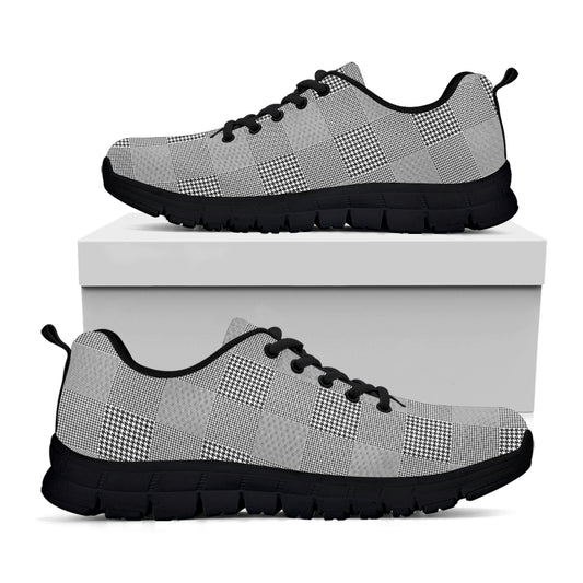 Prince of Wales Check Pattern Print Black Sneakers