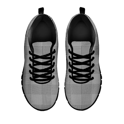 Prince of Wales Check Pattern Print Black Sneakers