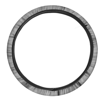 Prince of Wales Check Pattern Print Car Steering Wheel Cover