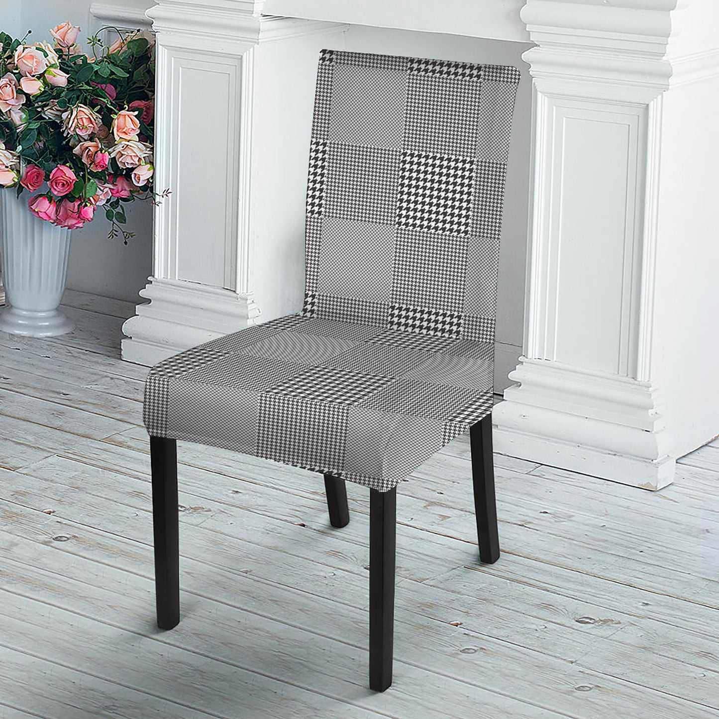 Prince of Wales Check Pattern Print Dining Chair Slipcover