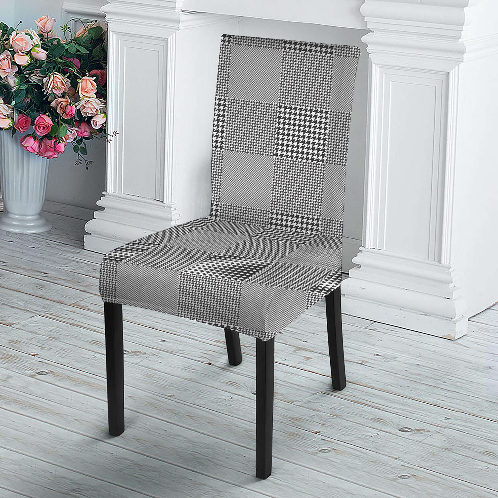 Prince of Wales Check Pattern Print Dining Chair Slipcover