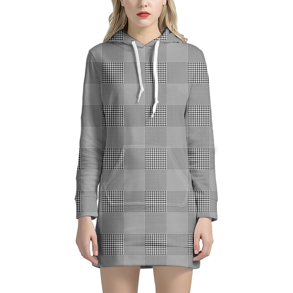 Prince of Wales Check Pattern Print Hoodie Dress
