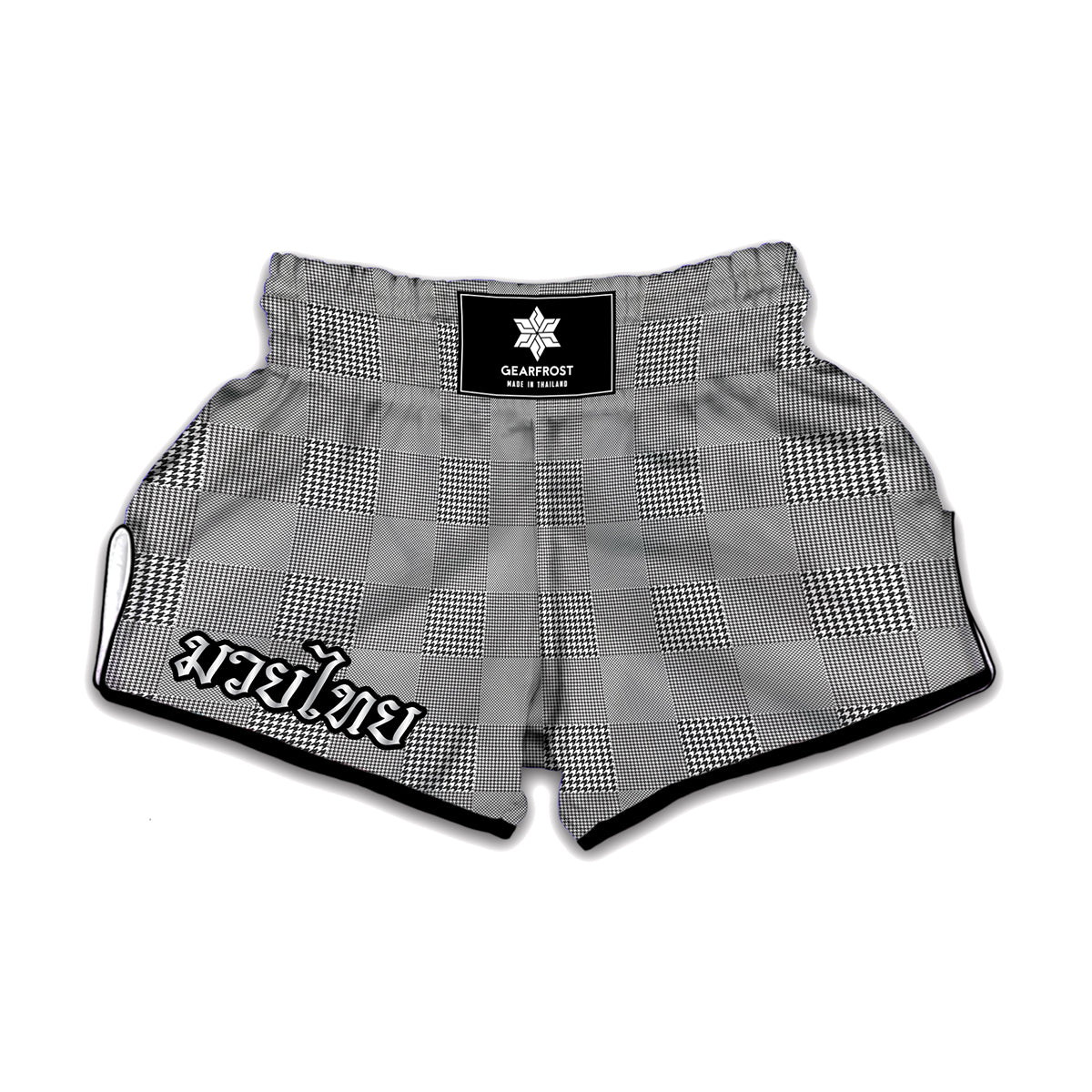 Prince of Wales Check Pattern Print Muay Thai Boxing Shorts