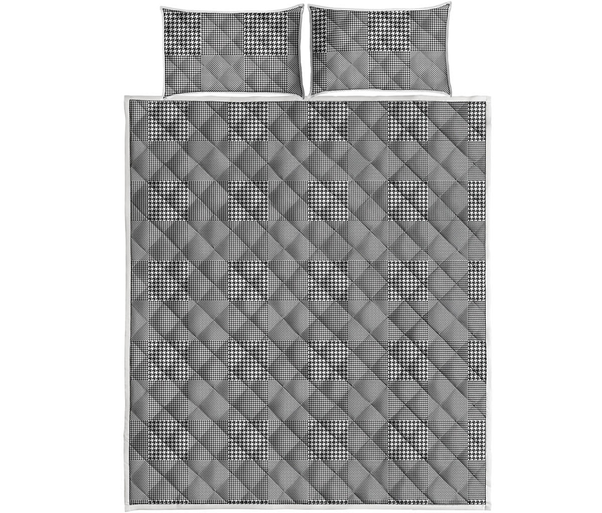 Prince of Wales Check Pattern Print Quilt Bed Set