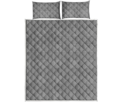Prince of Wales Check Pattern Print Quilt Bed Set