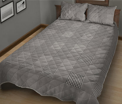 Prince of Wales Check Pattern Print Quilt Bed Set