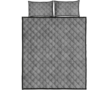Prince of Wales Check Pattern Print Quilt Bed Set