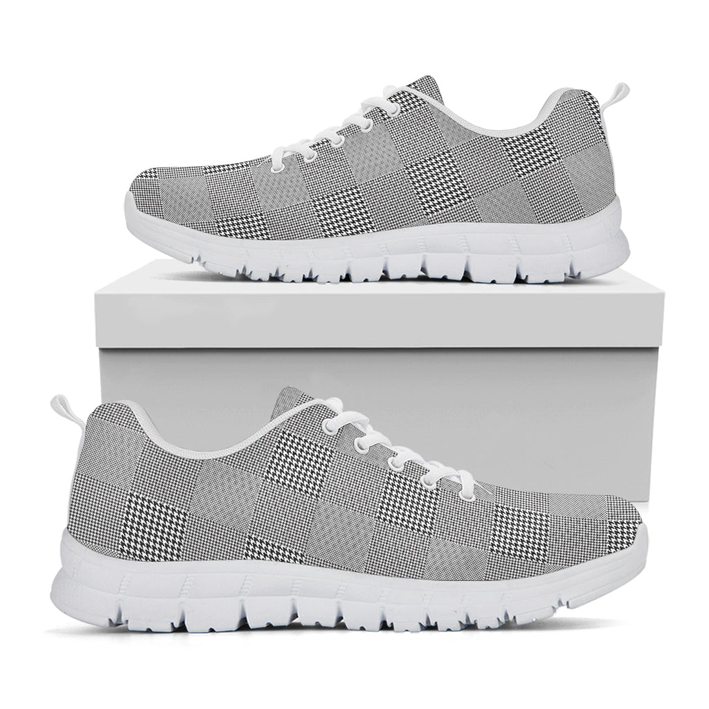 Prince of Wales Check Pattern Print White Sneakers