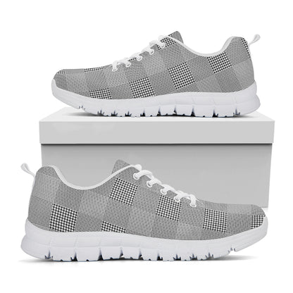 Prince of Wales Check Pattern Print White Sneakers