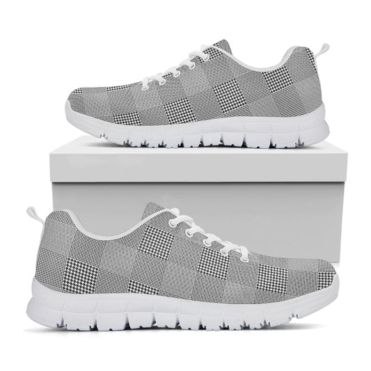 Prince of Wales Check Pattern Print White Sneakers