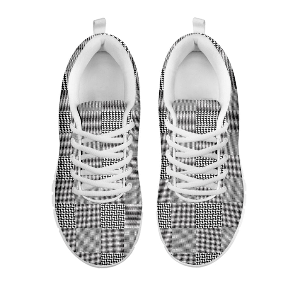 Prince of Wales Check Pattern Print White Sneakers