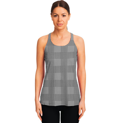 Prince of Wales Check Pattern Print Women's Racerback Tank Top