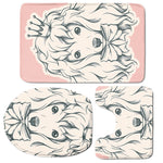 Princess Poodle Print 3 Piece Bath Mat Set