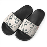 Princess Poodle Print Black Slide Sandals