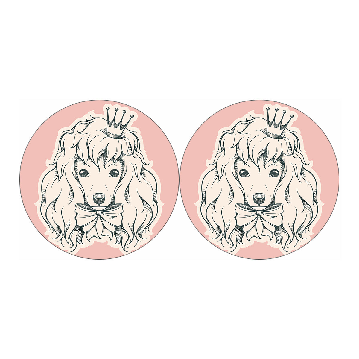 Princess Poodle Print Car Coasters