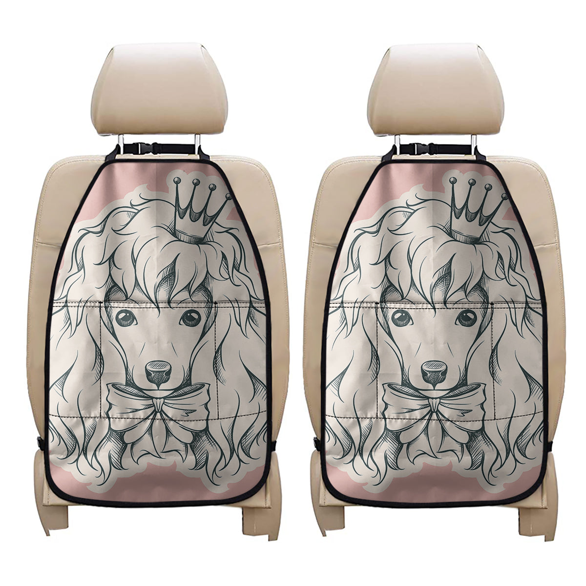 Princess Poodle Print Car Seat Organizers