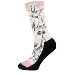 Princess Poodle Print Crew Socks