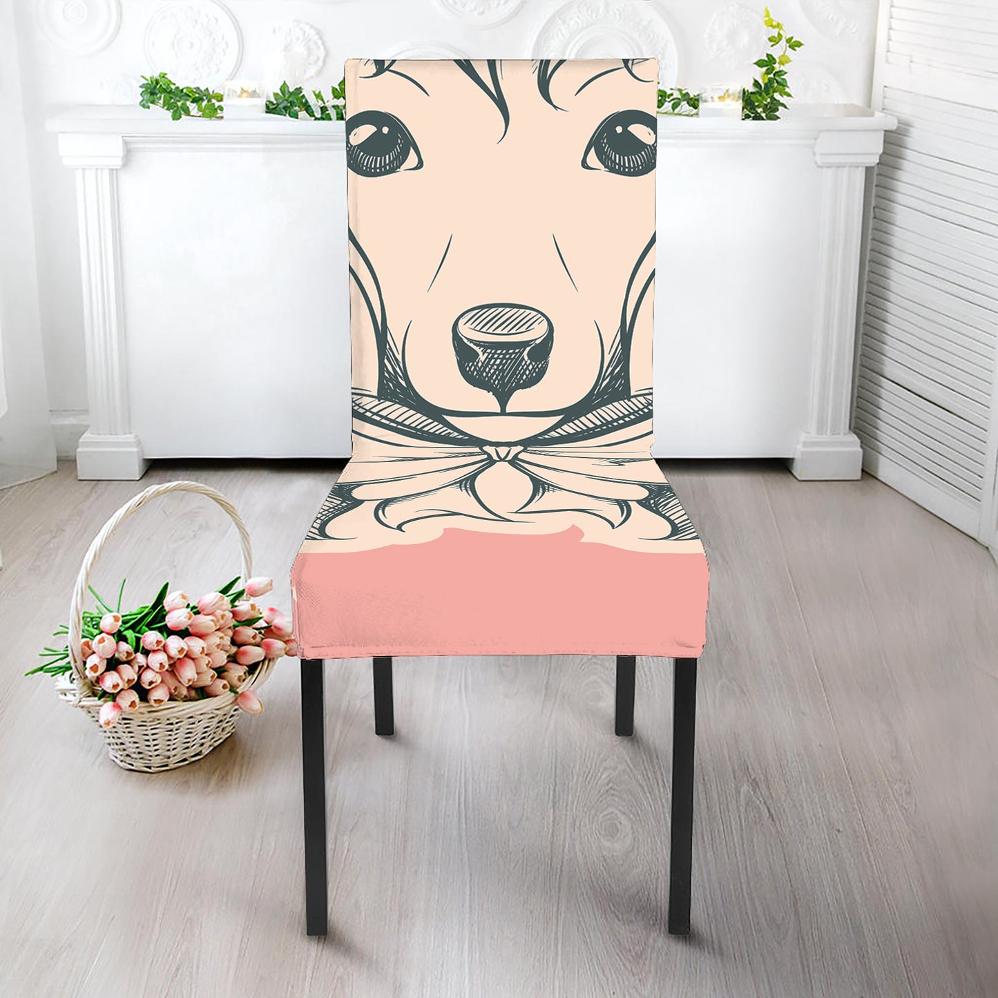 Princess Poodle Print Dining Chair Slipcover