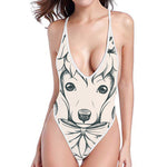 Princess Poodle Print High Cut One Piece Swimsuit