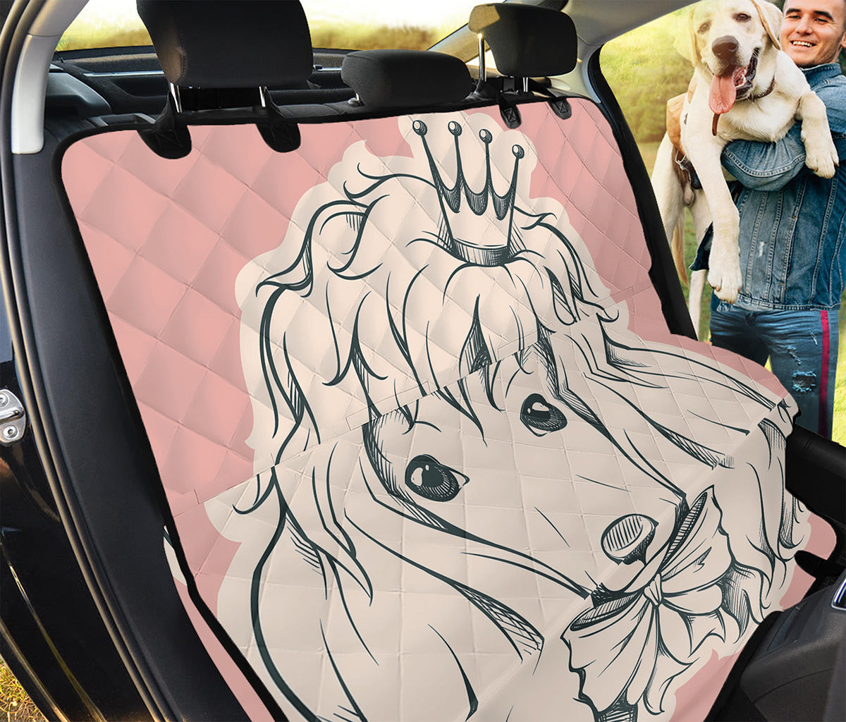 Princess Poodle Print Pet Car Back Seat Cover