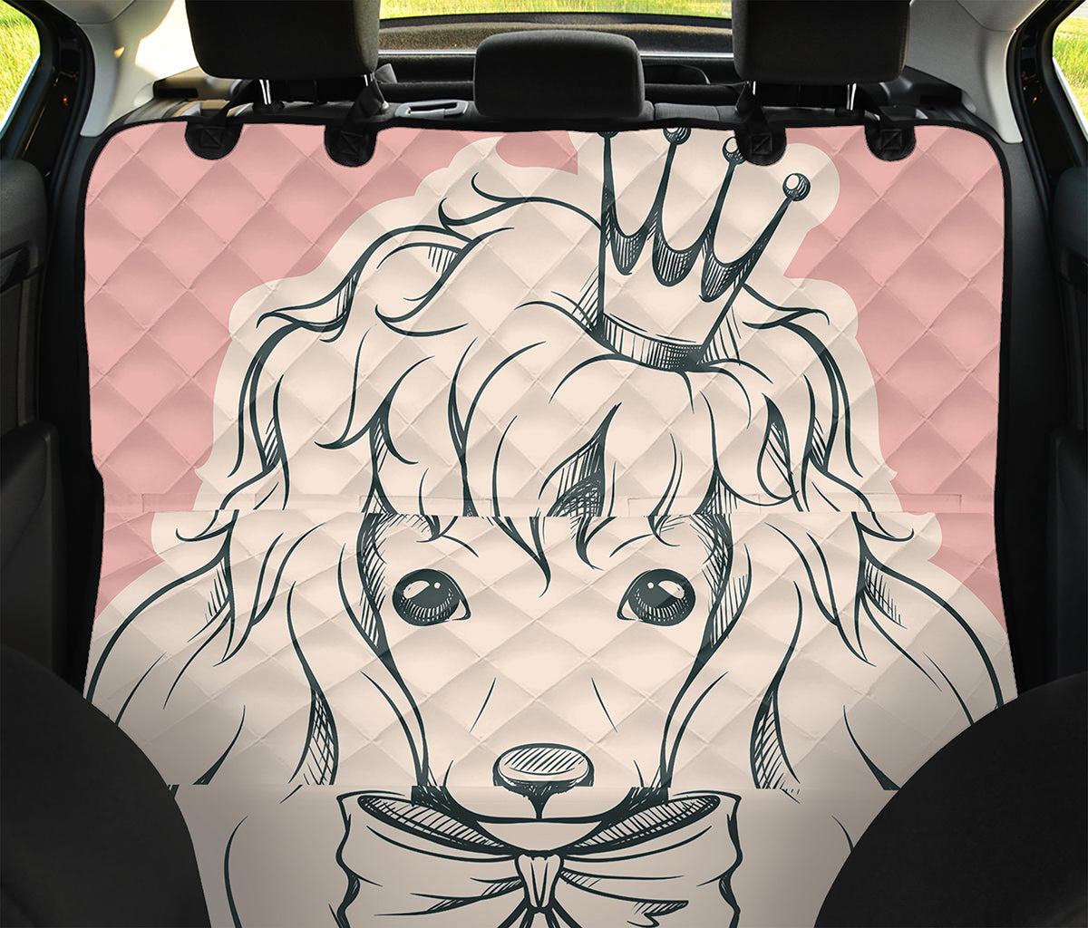 Princess Poodle Print Pet Car Back Seat Cover