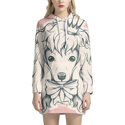 Princess Poodle Print Pullover Hoodie Dress