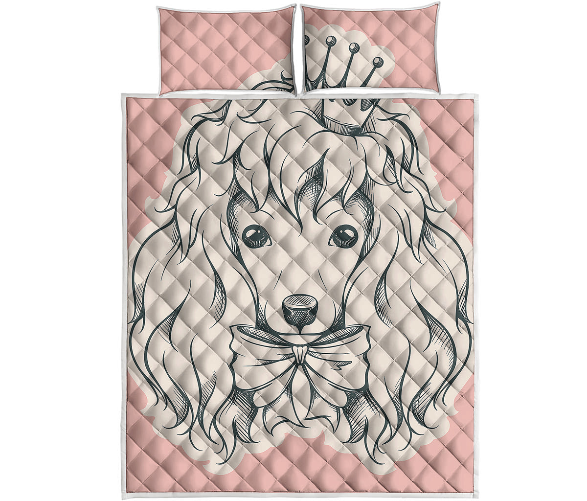 Princess Poodle Print Quilt Bed Set