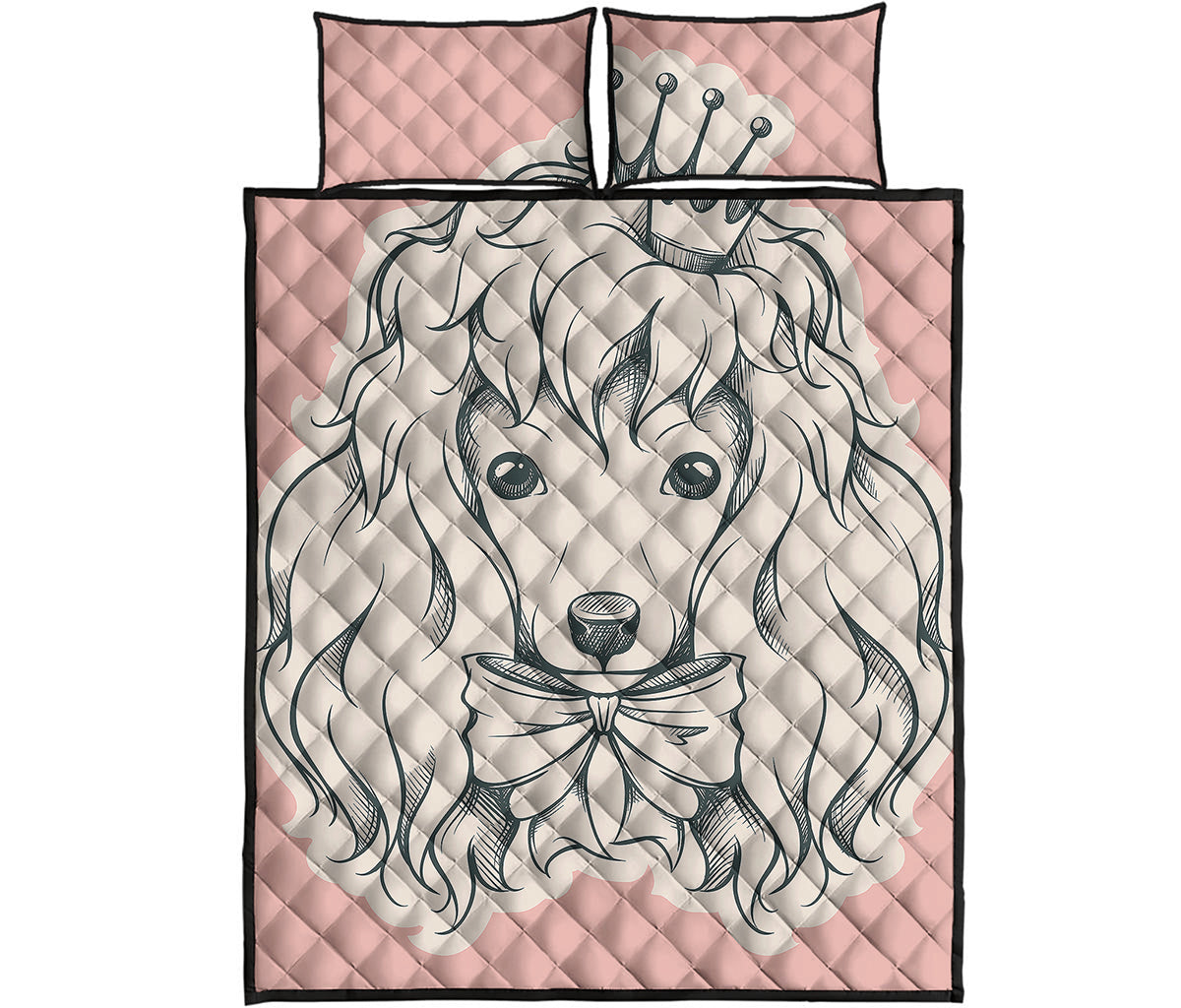 Princess Poodle Print Quilt Bed Set