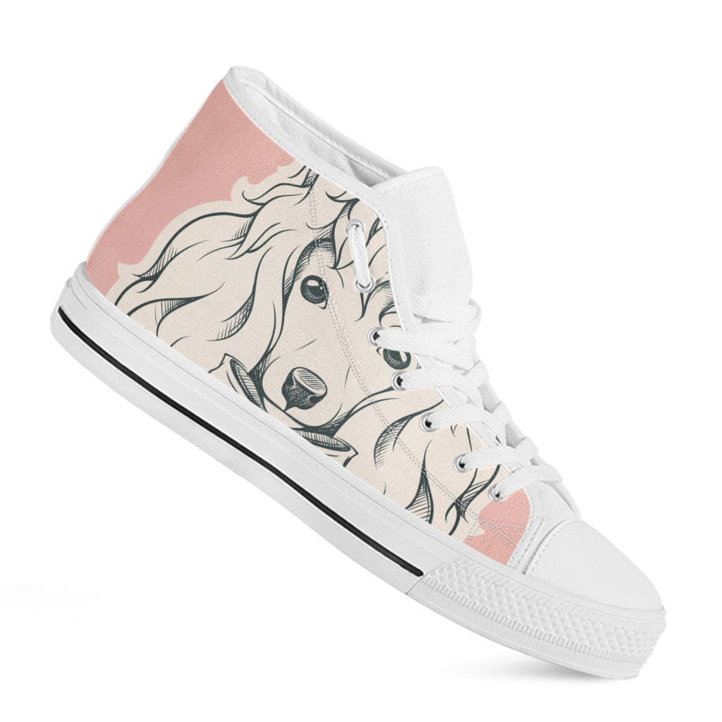 Princess Poodle Print White High Top Shoes