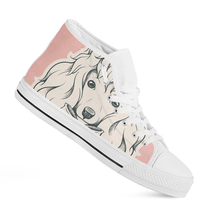 Princess Poodle Print White High Top Shoes