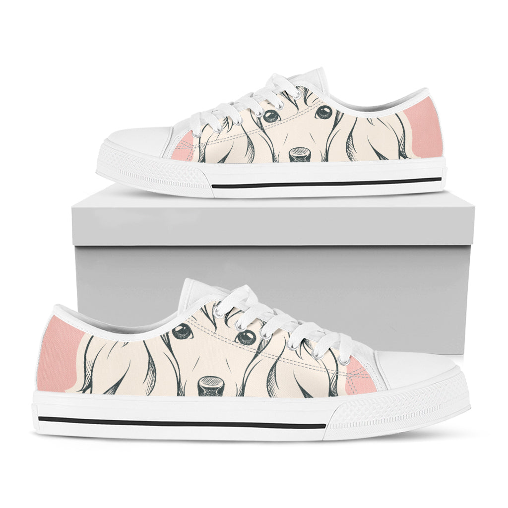 Princess Poodle Print White Low Top Shoes