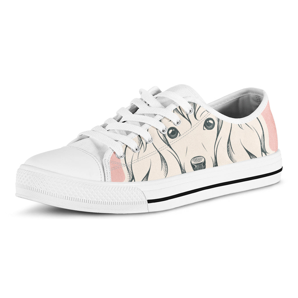 Princess Poodle Print White Low Top Shoes