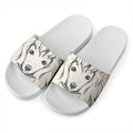 Princess Poodle Print White Slide Sandals