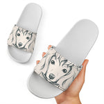 Princess Poodle Print White Slide Sandals