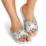 Princess Poodle Print White Slide Sandals